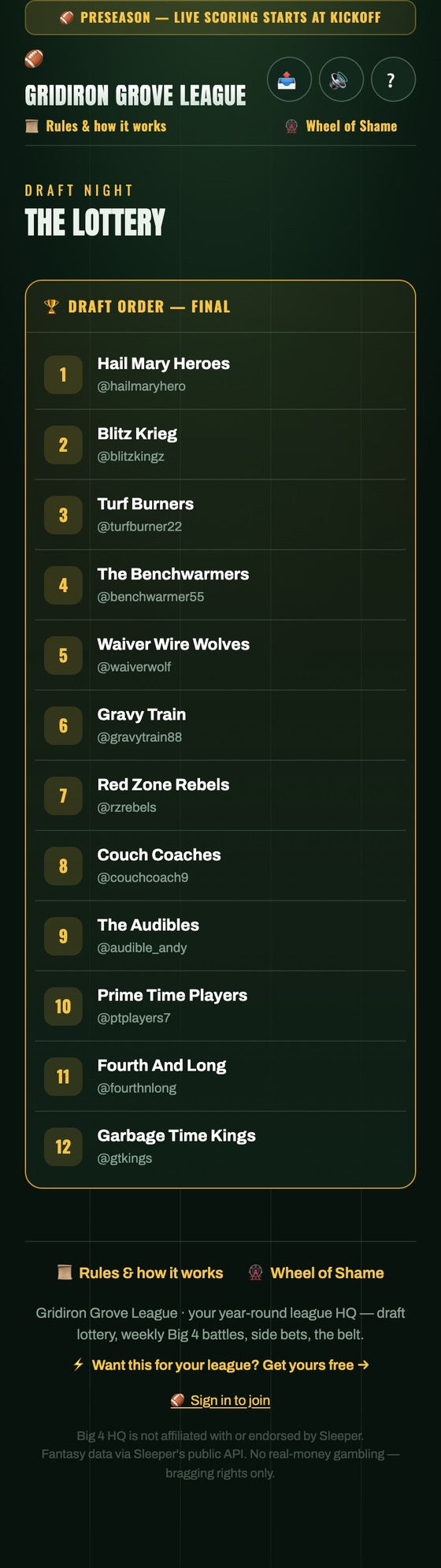 Big 4 HQ finished draft order
